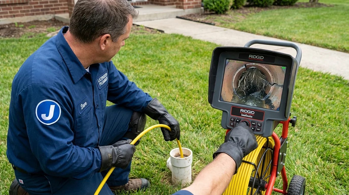 Sewer camera inspection being performed by Johns Plumbing LLC in Cabot