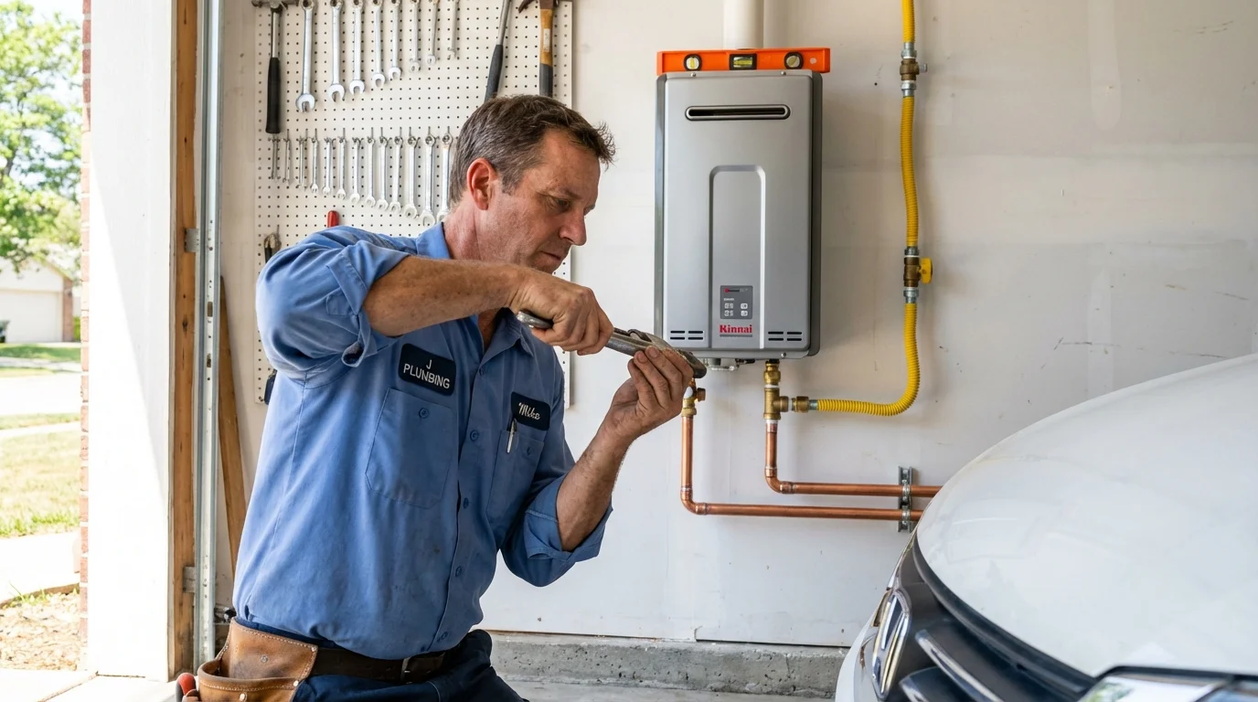 Tankless water heater installation by a Johns Plumbing LLC plumber in Cabot